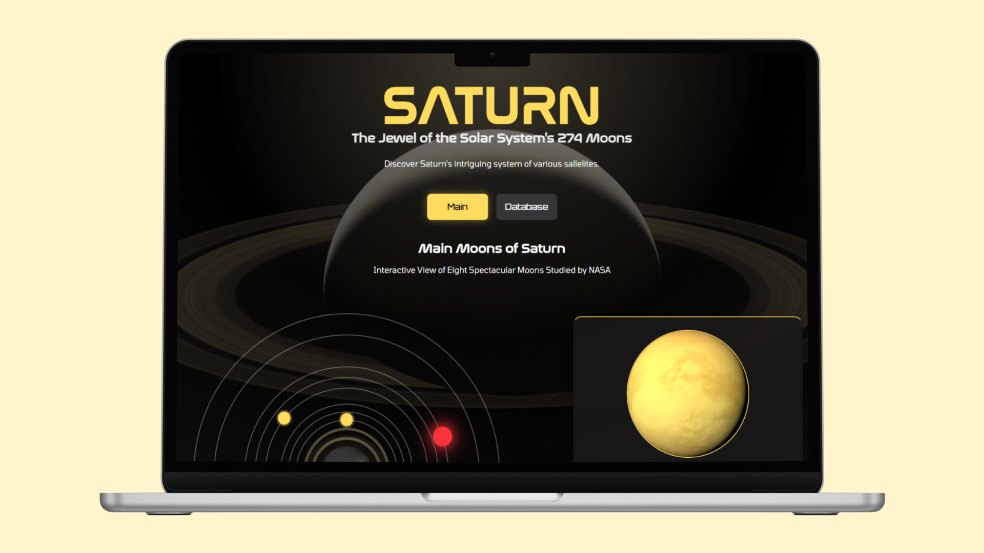 Saturn Moons Website Mockup